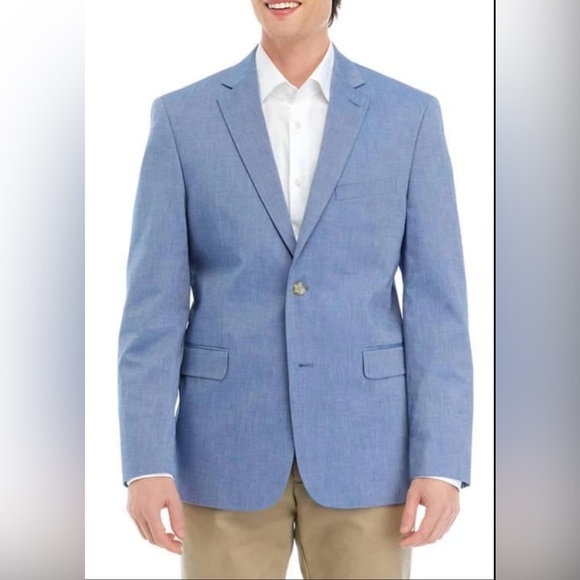 Saddlebred Men’s Sports Coat Chambray Blue  Business Casual Career Size 42R - Picture 1 of 9